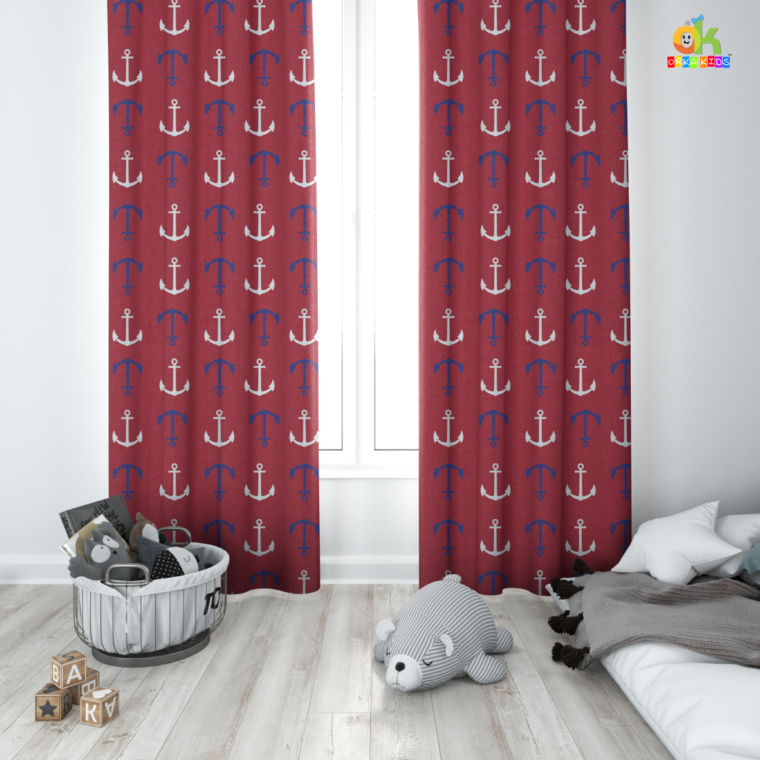 Orka Kids Door Curtain Pack of 2, (D7)